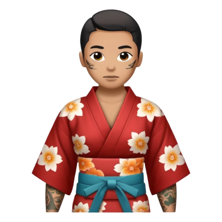 kimono with tatooed, half body to belt sticker
