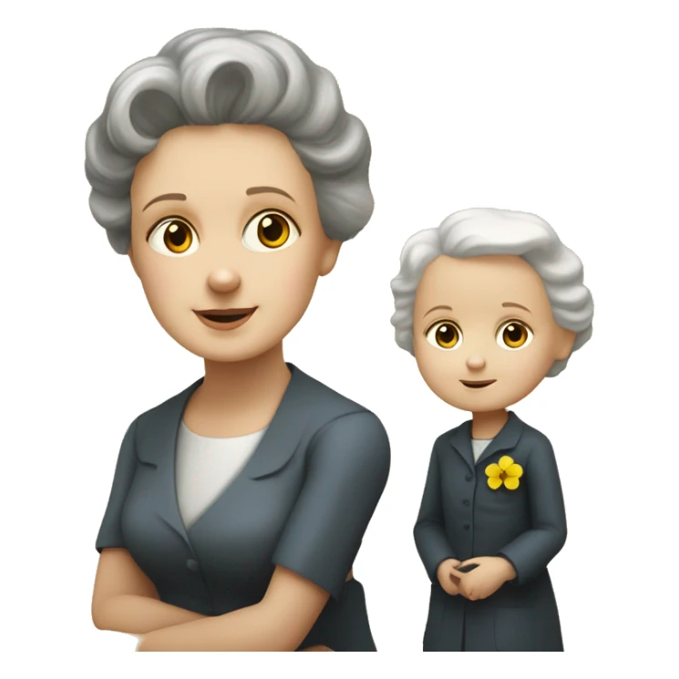 marie curie with little dother irene sticker