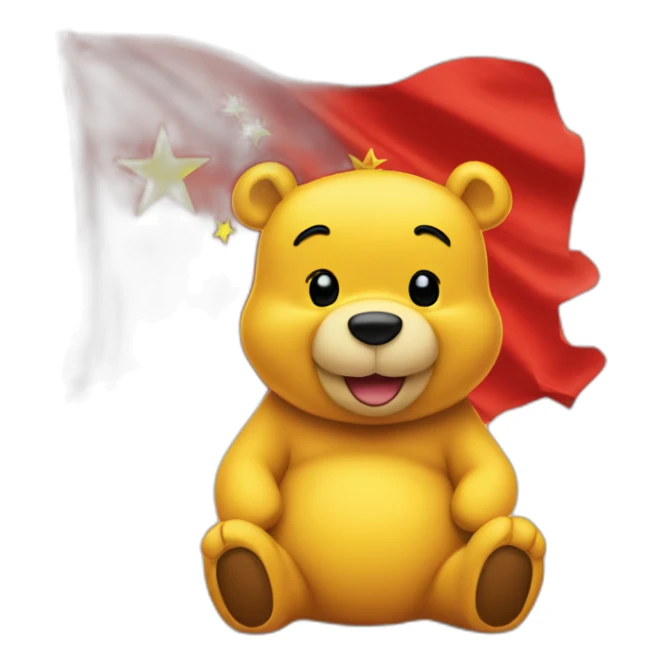 pooh in front of china flag sticker