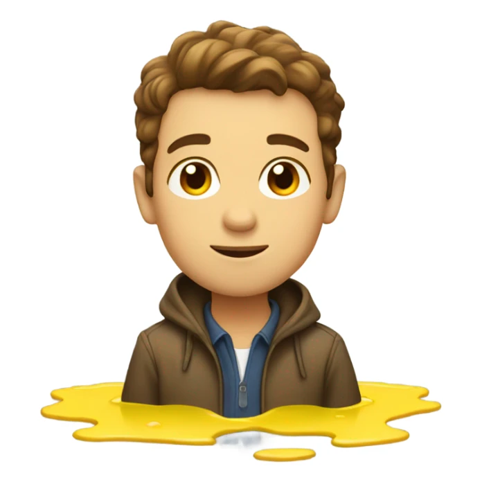guy brown hair standing in a yellow puddle  sticker