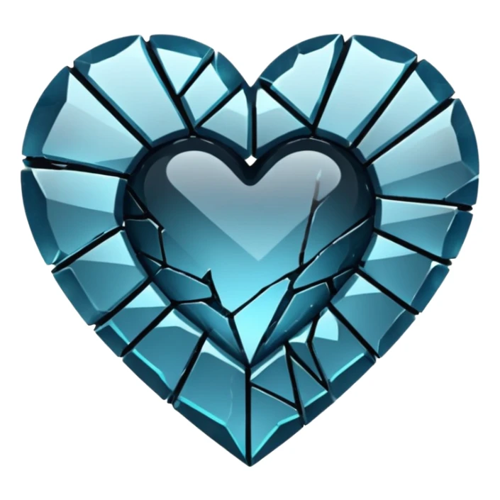 heart with dark shattered glass sticker