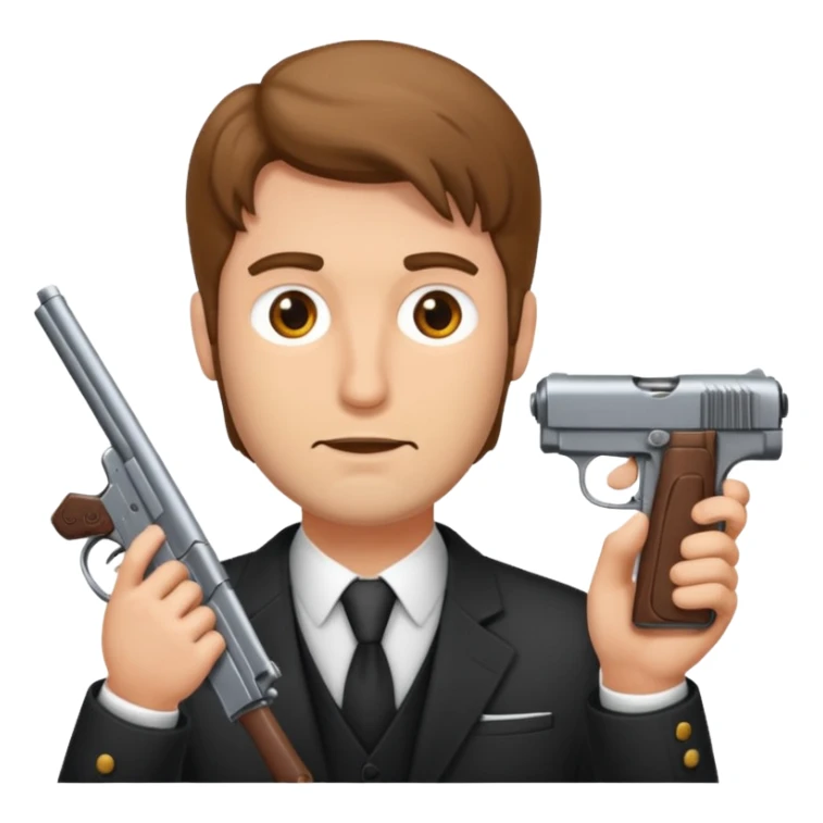 Mann zielt mit seiner Pistole auf seinen Kopf sticker