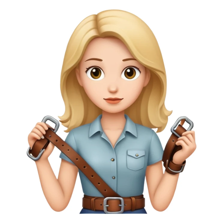 woman holding a belt in hand sticker