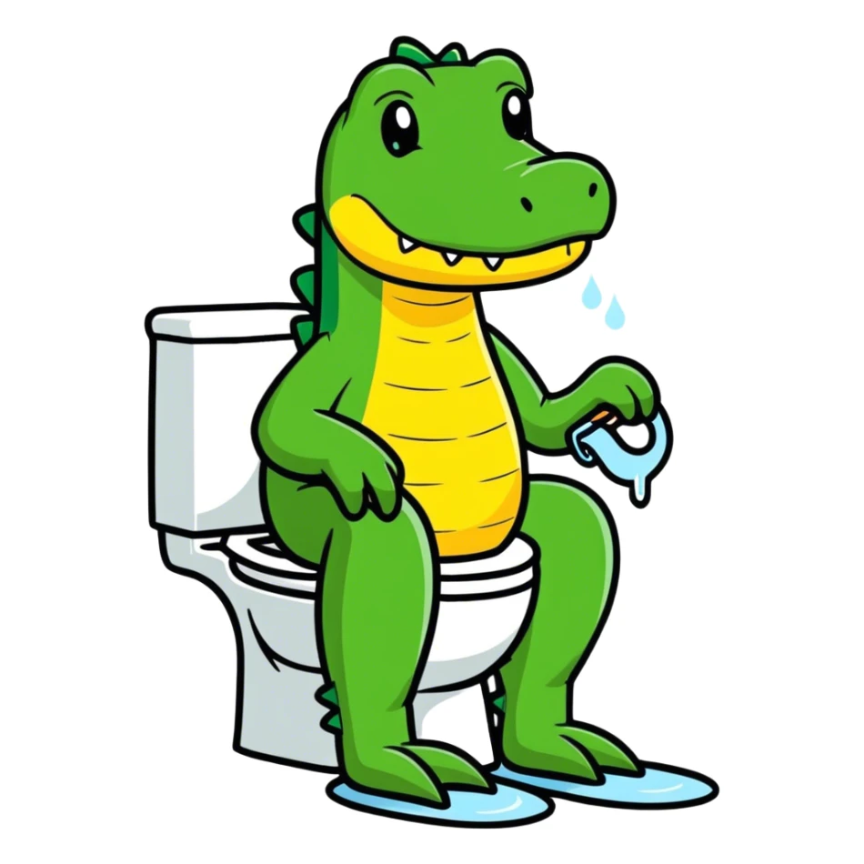 aligator peeing in toilet sticker