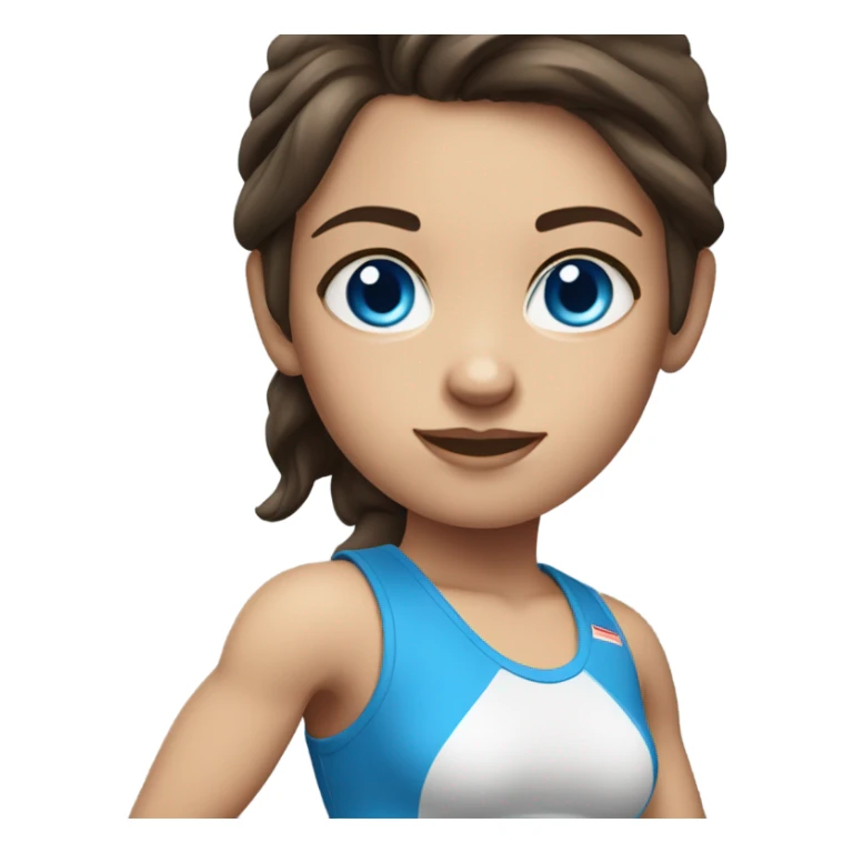 Realistic brunette girl with bright blue eyes wearing gym clothes  sticker