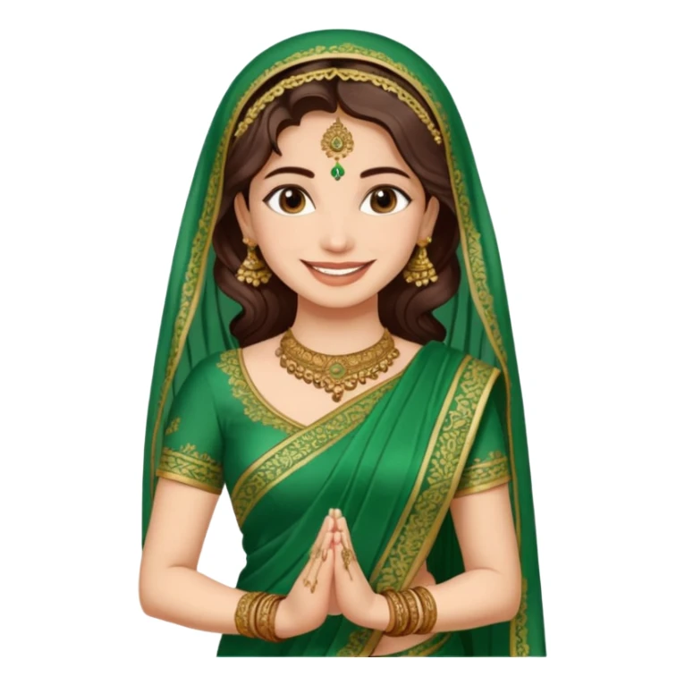 bride in mehendi Ceremony in green saree standing sticker
