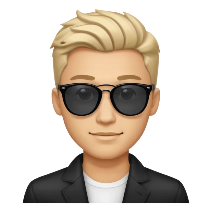 sigma boy, confident young man with sharp jawline, stylish hair, sunglasses, smirking sticker