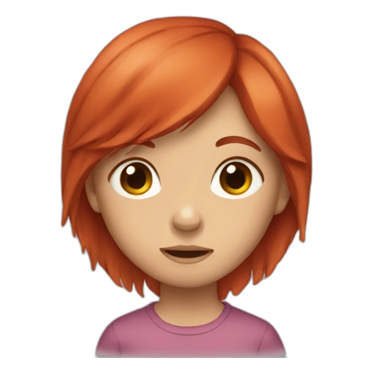 a girl with red hair and crying sticker