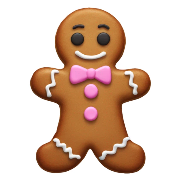 Brown singular gingerbread cookie with pink and white frosting and buttons  sticker