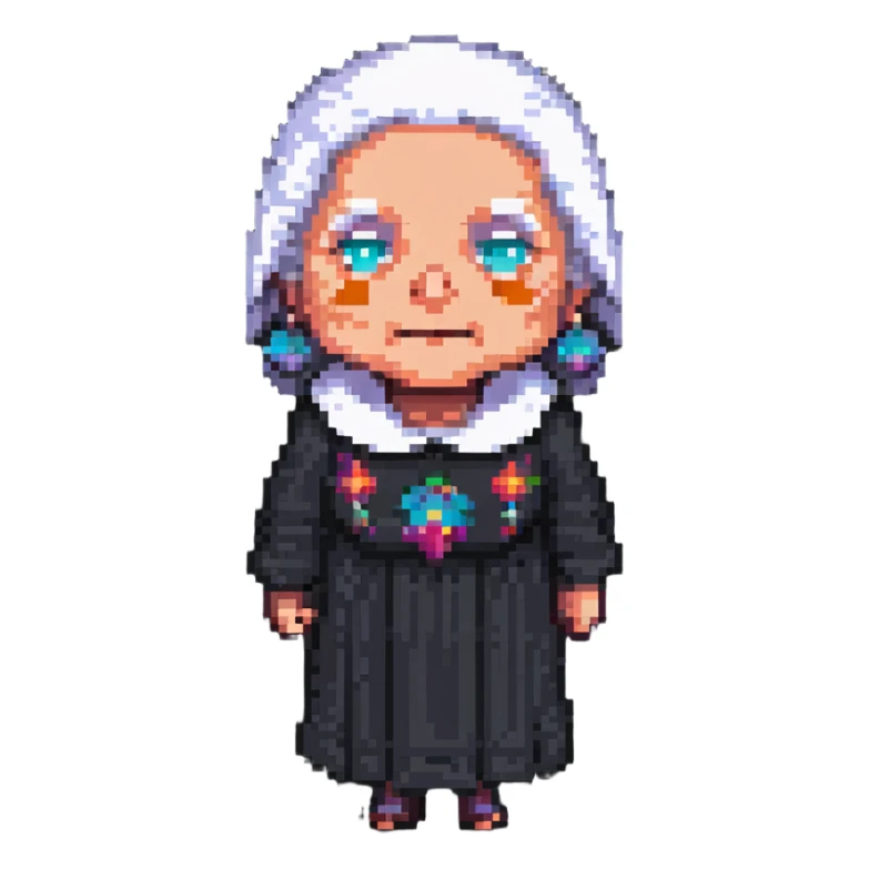 old woman pixel art sticker