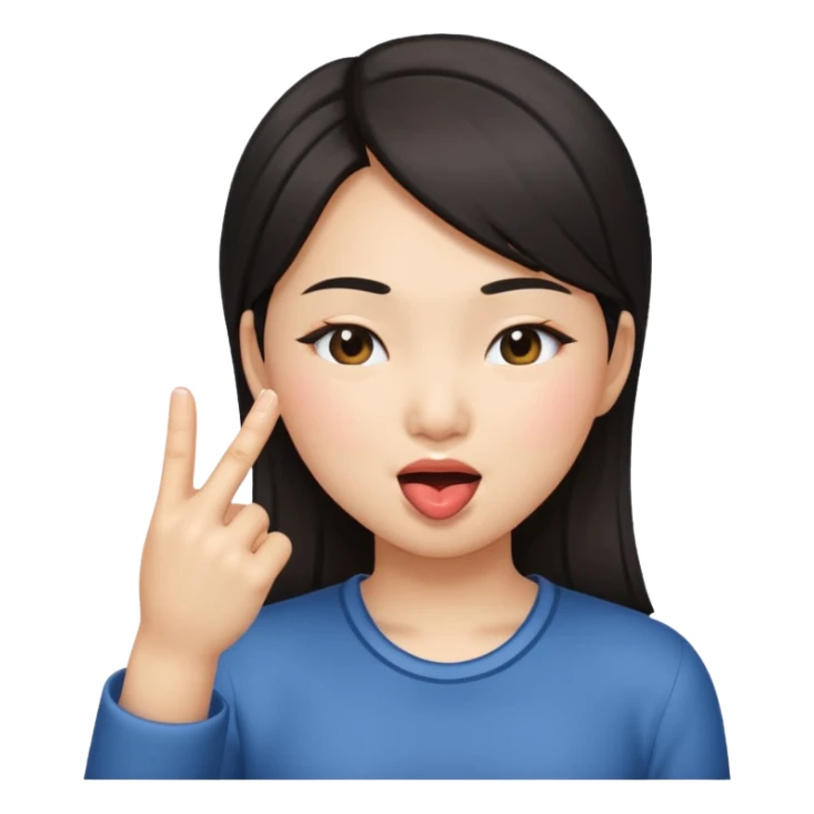 asian girl winking, one finger in her mouth  sticker