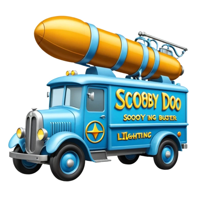 The Flintstones Mr. Freeze’s shiny frozen Scooby Doo 1918 Lightning Bug busters liquidator’s antique long wheelbase moving truck  sticker