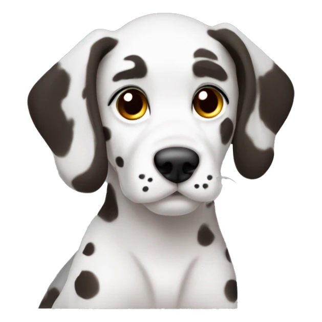 Puppy dalmation dog brown eyes without eyebrows white outline side view sticker