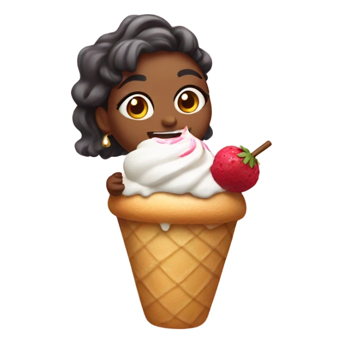 Emoji vaca Lola tomando un helado sticker