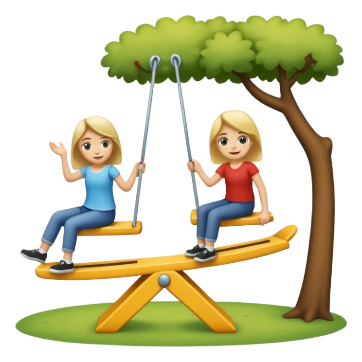 2 people on a seesaw sticker