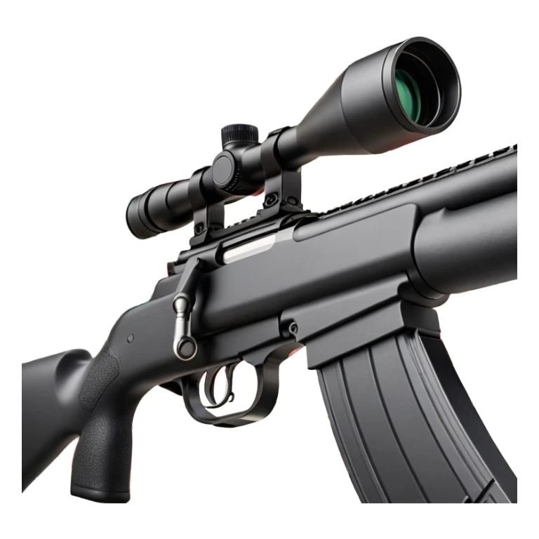 A detailed image of a rifle aimed at a target, with the target's concentric rings clearly visible. The focus is on the precision and accuracy of the sport, with the rifle positioned in front of a neutral background, emphasizing the equipment and the competitive nature of shooting. sticker