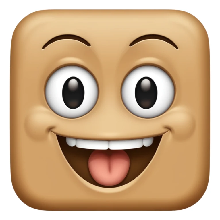 make a brown wall with 2 black eyes and a smile sticker