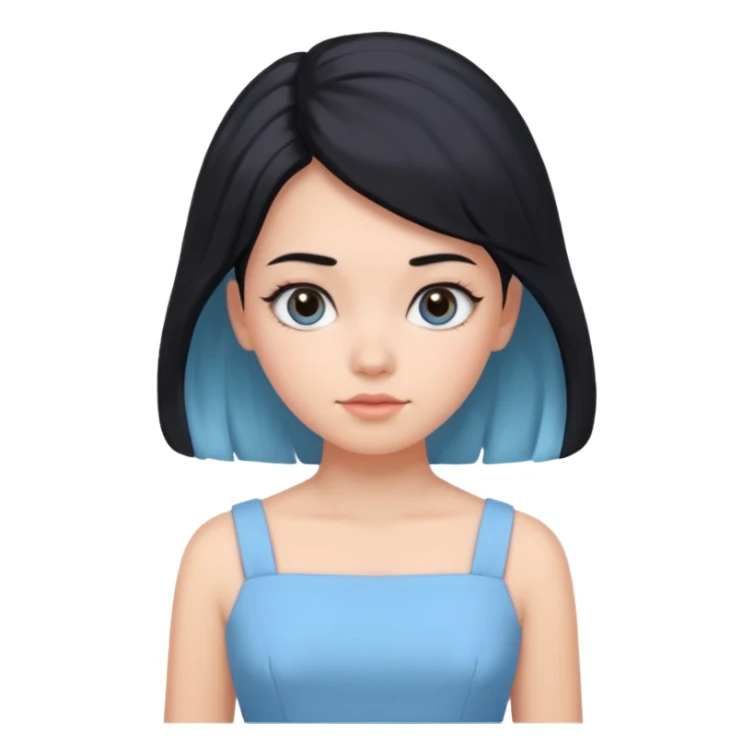 black beehive hair girl and pastel blue dress sticker