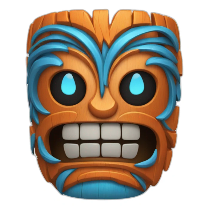 Tiki with colors blue and orange-tornado-fun-love-surf sticker