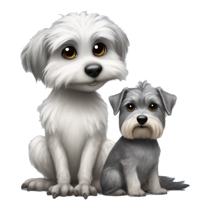 Kookaburra sitting on the back of a grey miniature Schnauzer dog  sticker