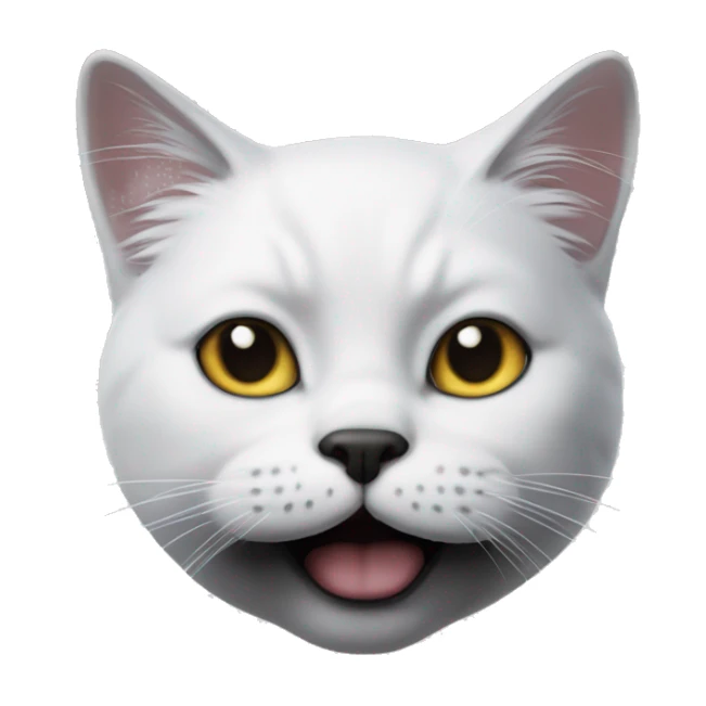 A white-haired cat with a black mustache like Chaplin's sticker