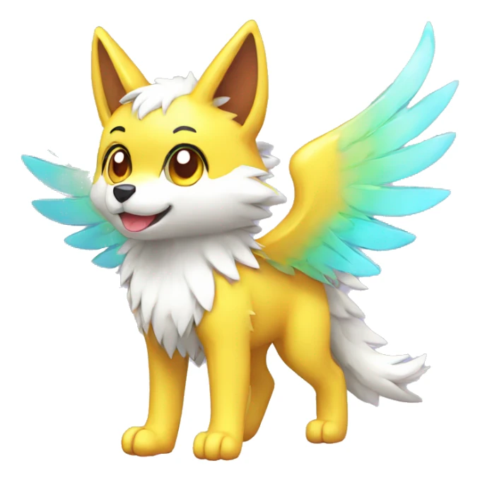 Kawaii Cute Colorful Shiny Winged Wolf-Pokémon full body sticker