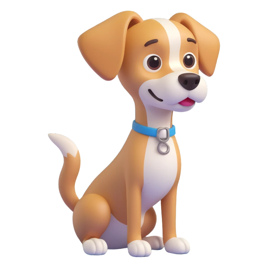 animated 3D emoji of a dog wagging its tail sticker