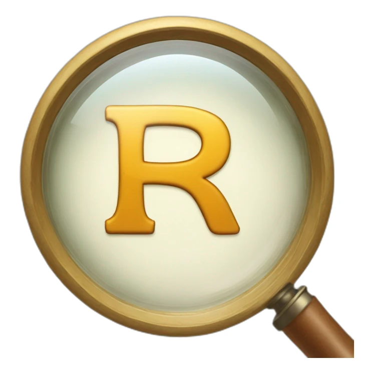 the letters R and S with an magnifying glass embedded in the R sticker