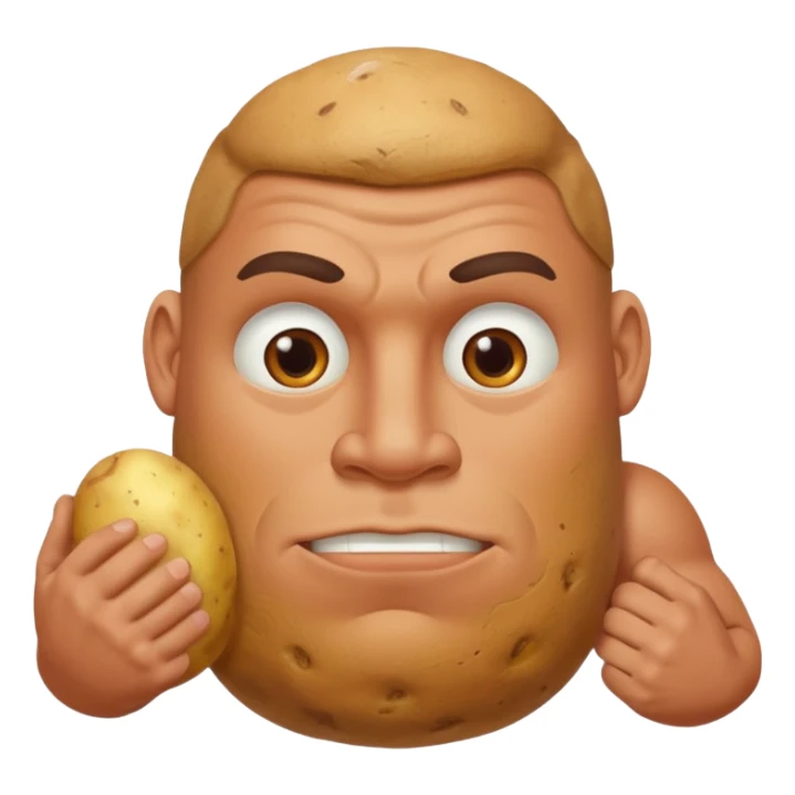 crea un señor fuerte con cara de papa sticker