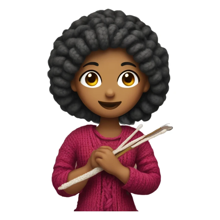 girl with a yarn skein and crochet hook sticker