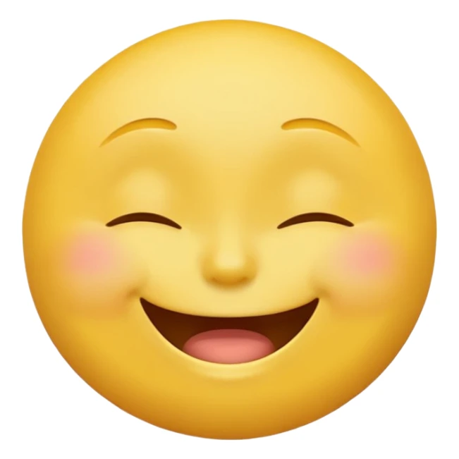 Emoji, yellow round laughing face, closed eyes sticker