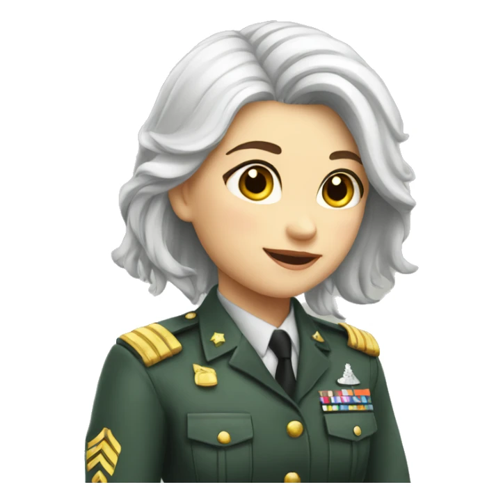 white hair girl, rider, sergeant, saluting, smirk sticker