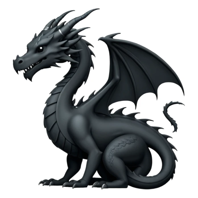 iOS sticker, minimal dragon symbol, monochrome black, dark fantasy sticker