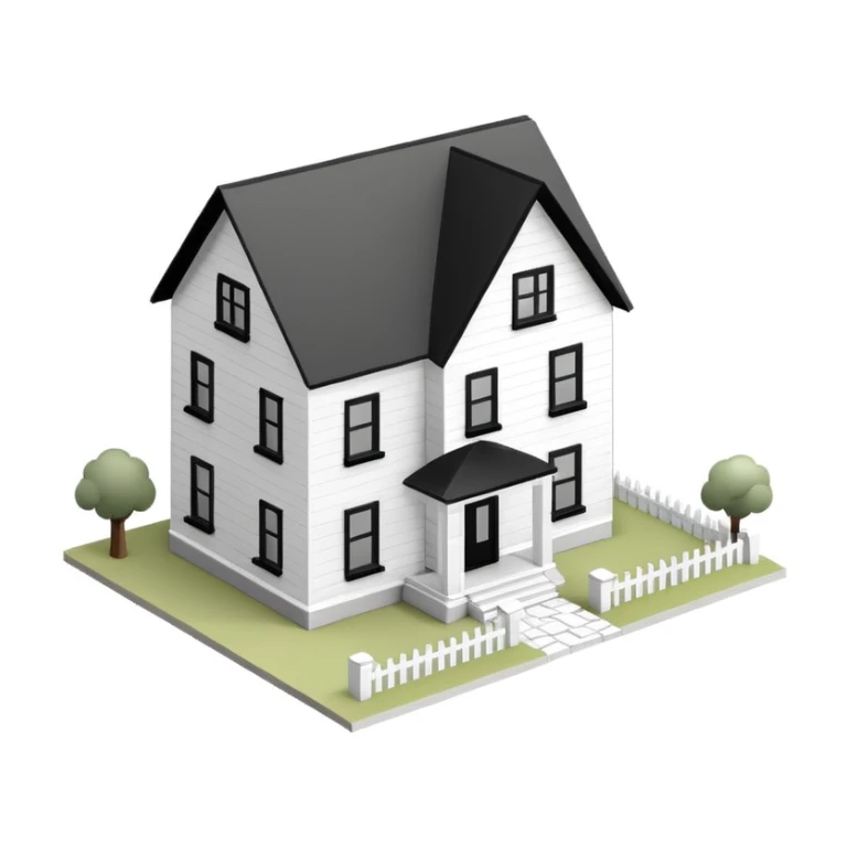 white with black trim modern farmhouse 3d isometric dollhouse sticker