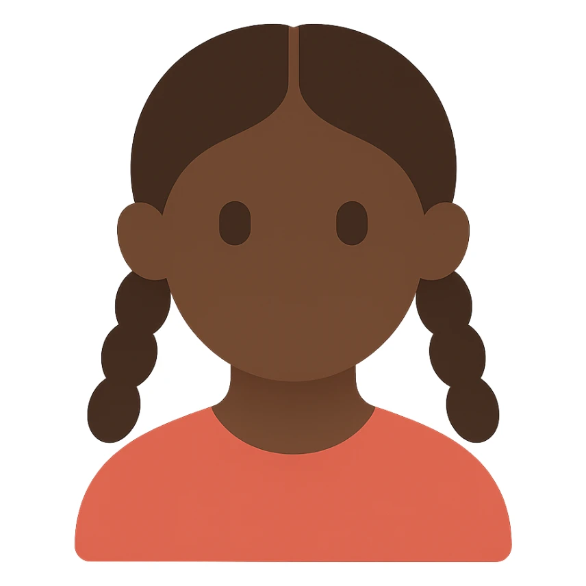 dark skin girl with braids wearing a red shirt sticker
