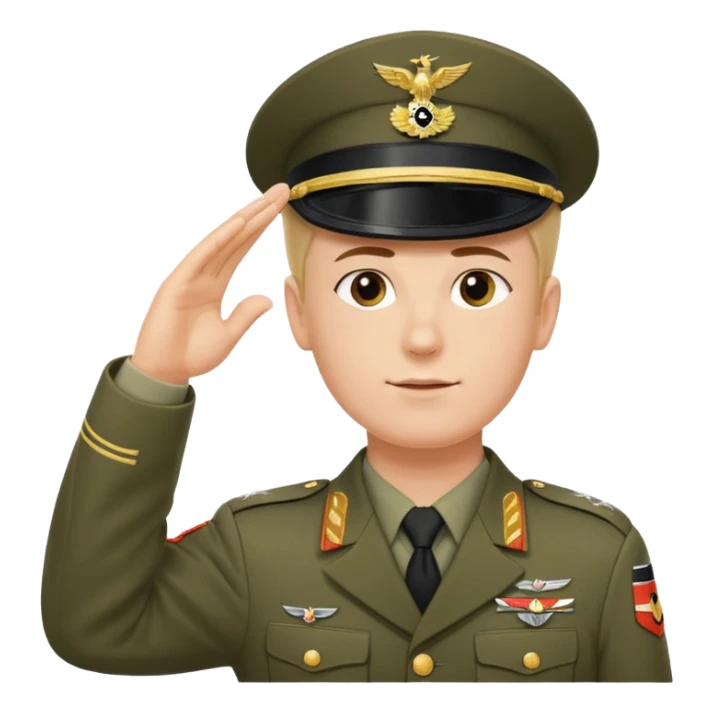 Solider giving a German salute with his hand held high and straight diagonally upward viewed from the side sticker