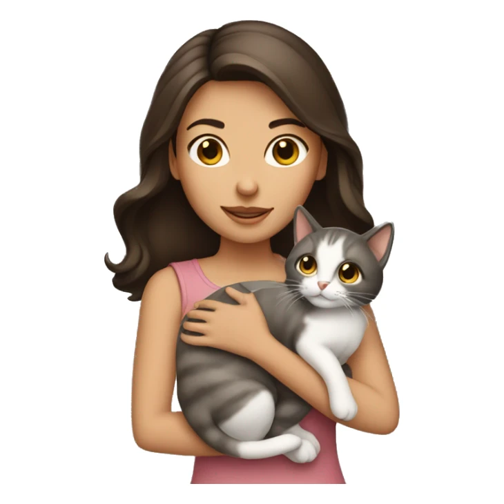 Brunette Girl holding cat sticker