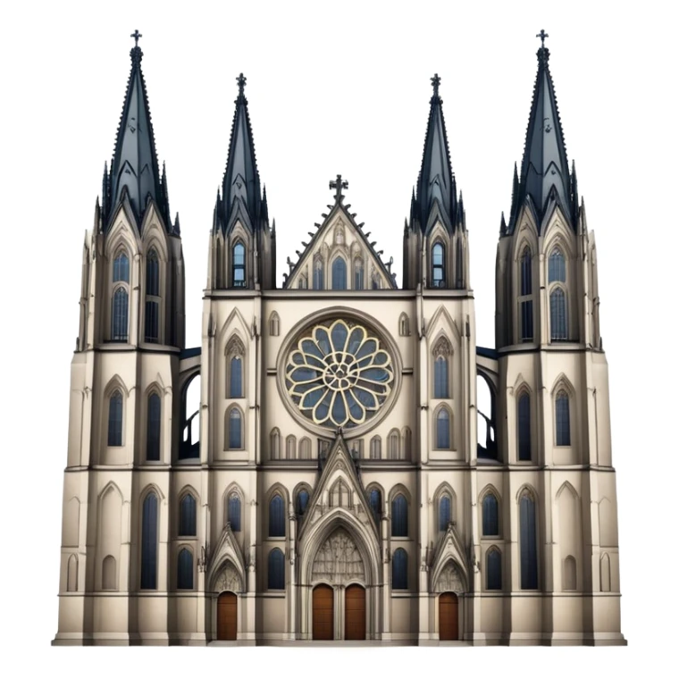Cinematic Realistic Cologne Cathedral Landmark Emoji, showcasing Gothic architecture rendered with detailed stone textures and majestic, dynamic lighting. sticker