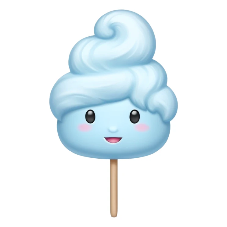 fluffy pastel blue cotton candy on a stick sticker