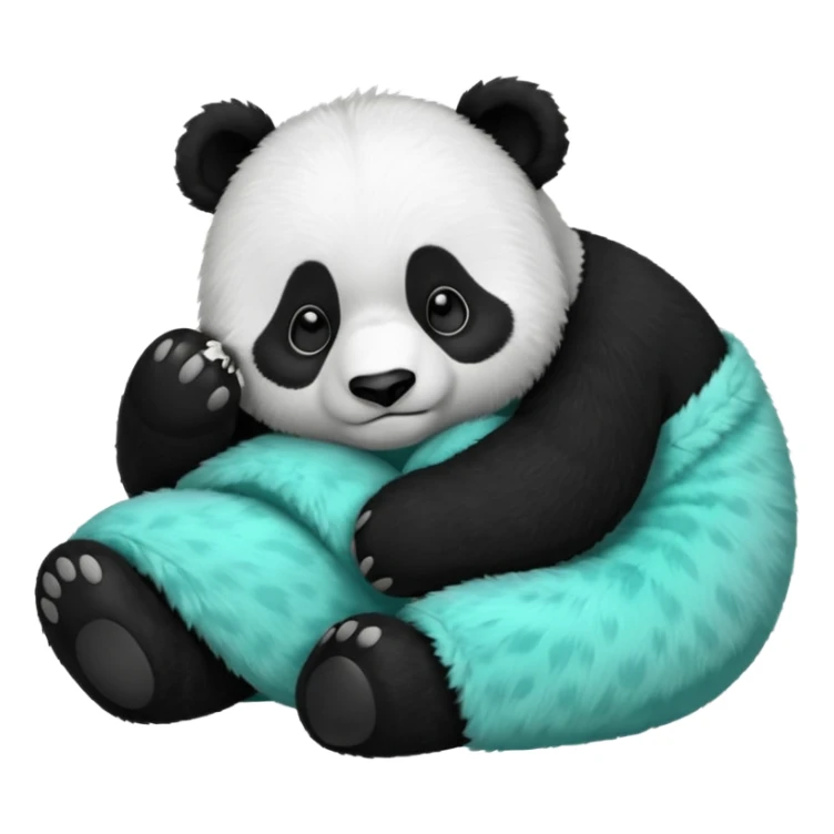 make a cute dark green panda with some furry cyan pjs laying down sticker