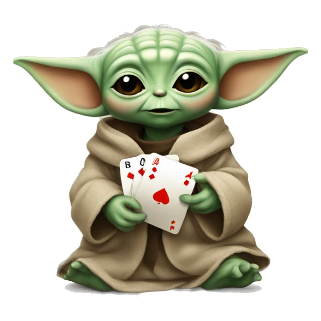 Baby yoda playing cards sticker