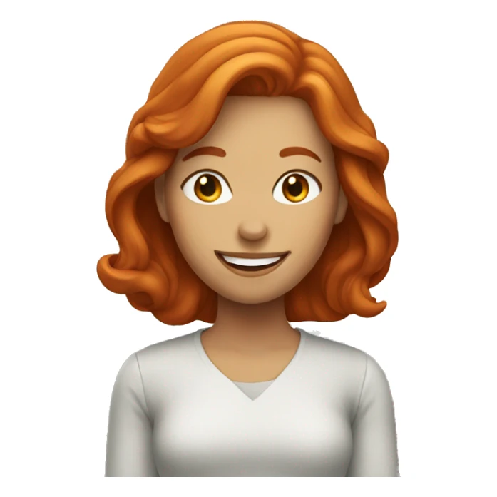 Redhead woman with smile sticker
