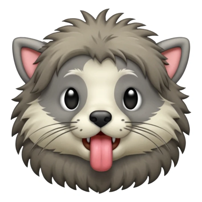 A thrunbo from the game rimworld. Front view, sticks the tongue out and licks sticker