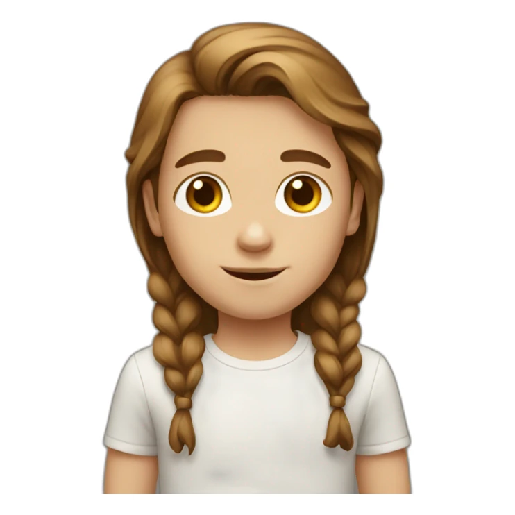 White child boy with brown half long hair brown sticker