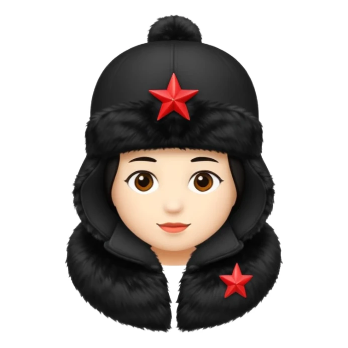 Black ushanka with a red star on it sticker