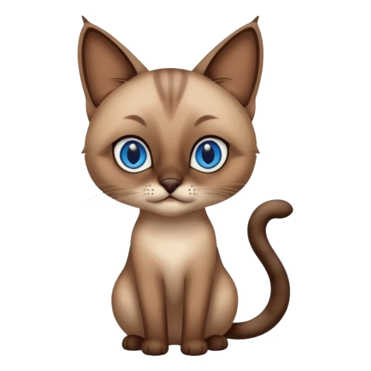 Brown siamese cat with blue squint eyes, full height sticker