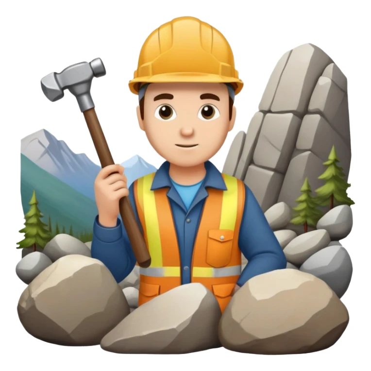 Geologist with hammer examining rocks in the Khibiny mountains sticker