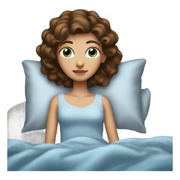 Brown haired blue eyed princess in bed sticker