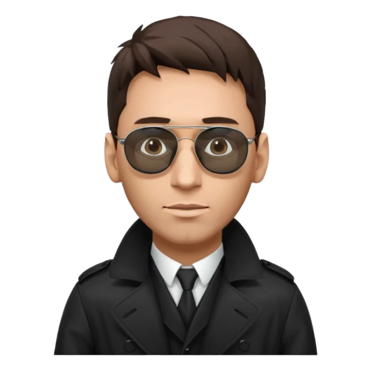Lionel Messi in a black trench coat and sunglasses, Matrix style sticker