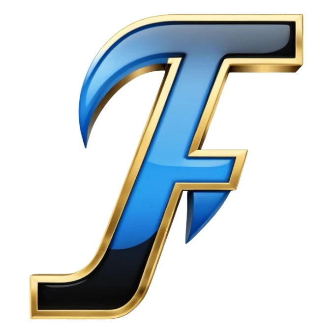Bold Black-Blue-White-Gold Font Letter “F” sticker